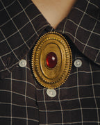 -SPECIAL- “CHANEL” 1982Years red cabochon oval brooch