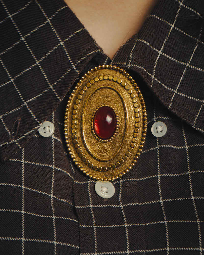 -SPECIAL- “CHANEL” 1982Years red cabochon oval brooch