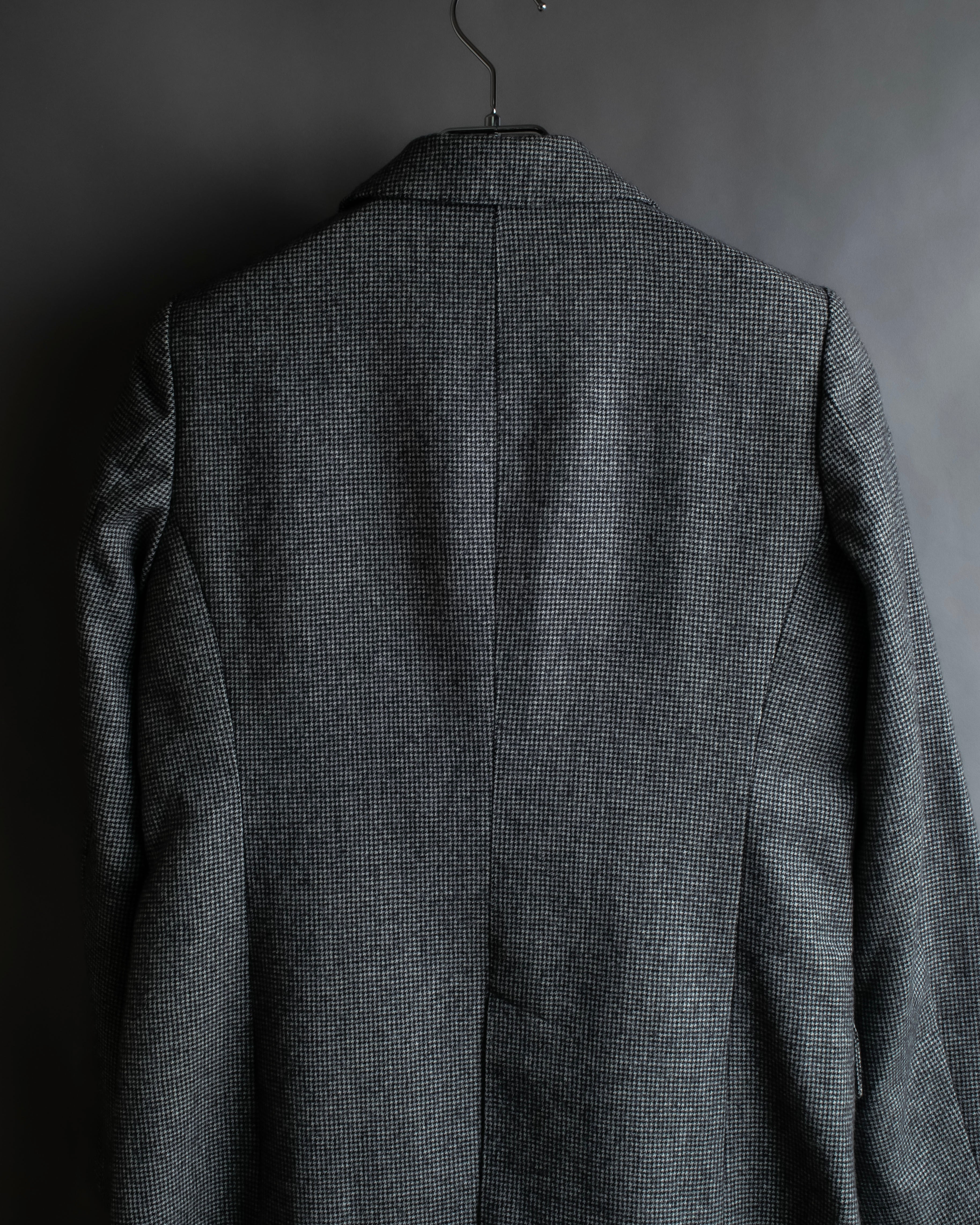 "Whim Gazette" Houndstooth pattern shaped tailored jacket