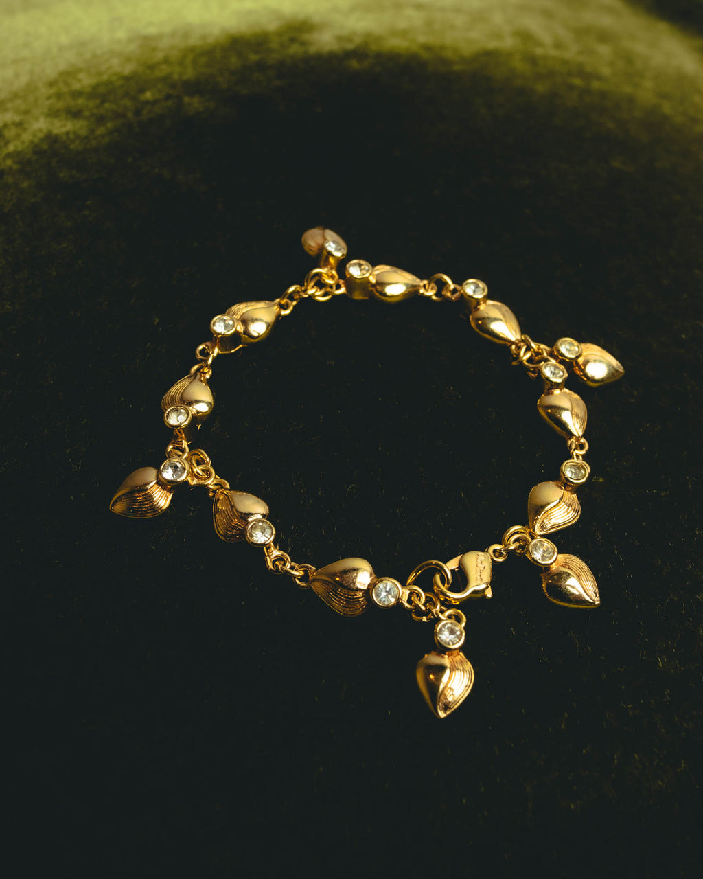 "Christian Dior" 80's-90's Sculptural leaf charm bracelet