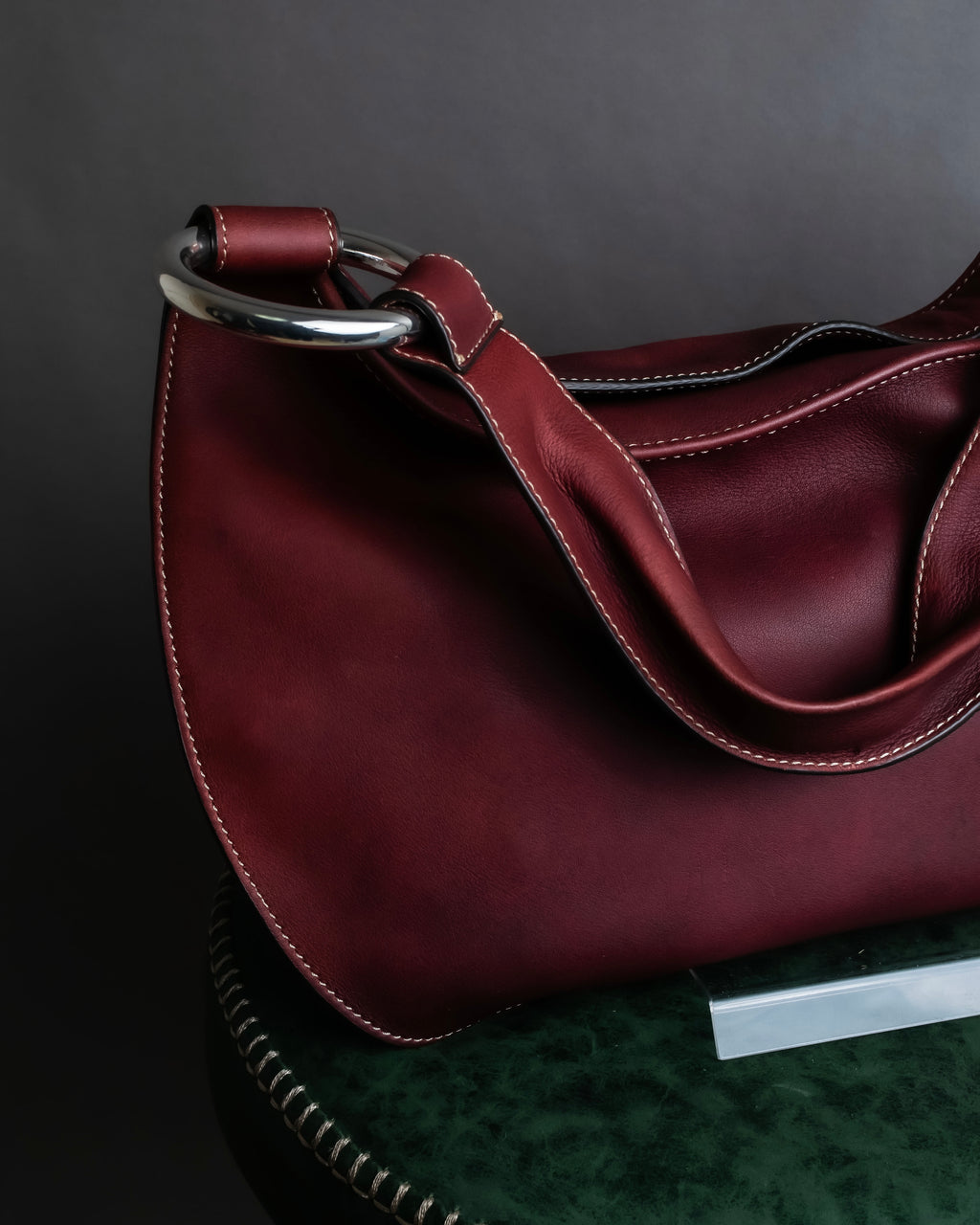 "SEQUOIA" Bordeaux color suede one-handle bag