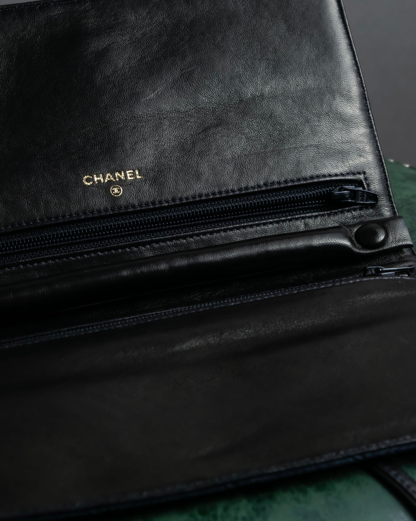 "CHANEL" Matelasse design coco mark engraved pouch