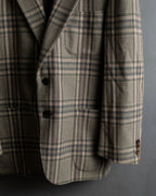 "BURBERRYS" Windowpane pattern tweed tailored jacket