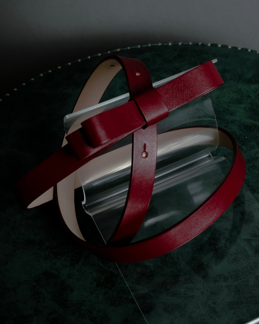 "RED VALENTINO" Bow motif Rosso color leather narrow belt