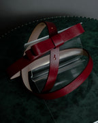 "RED VALENTINO" Bow motif Rosso color leather narrow belt