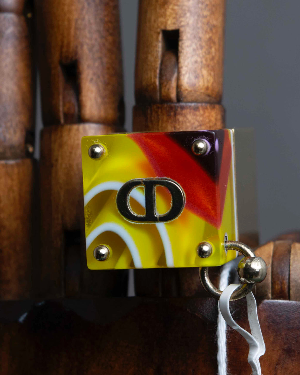 "Dior" Resin abstract pattern top gold ring