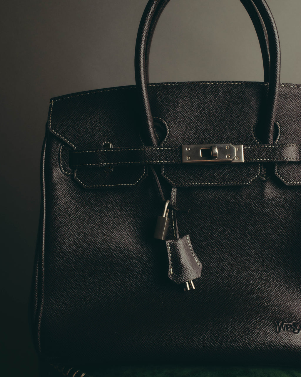 "Yves Saint Laurent" 90's-00's Classic textured leather structured top handle bag