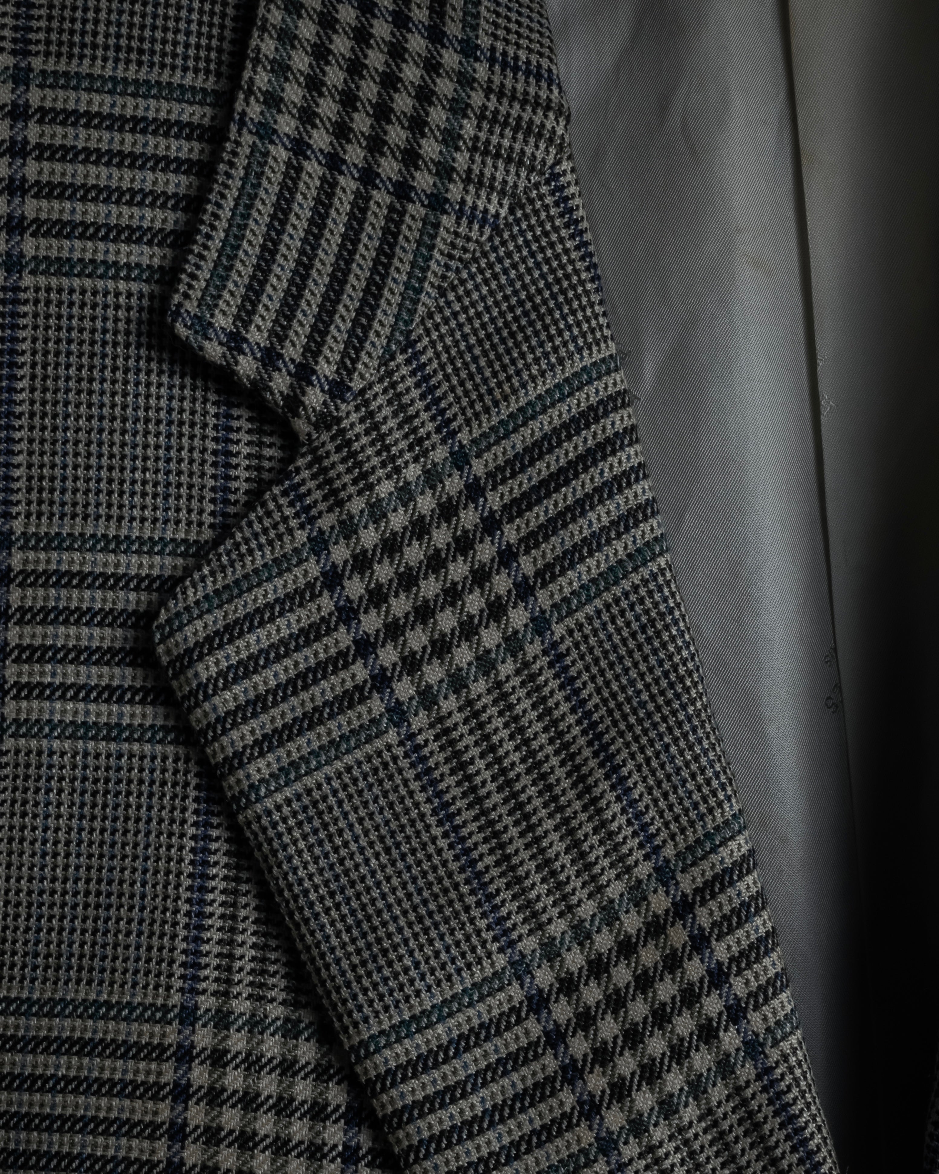 "HERMES" 90’s belvest silk wool linen peak lapel tailored jacket