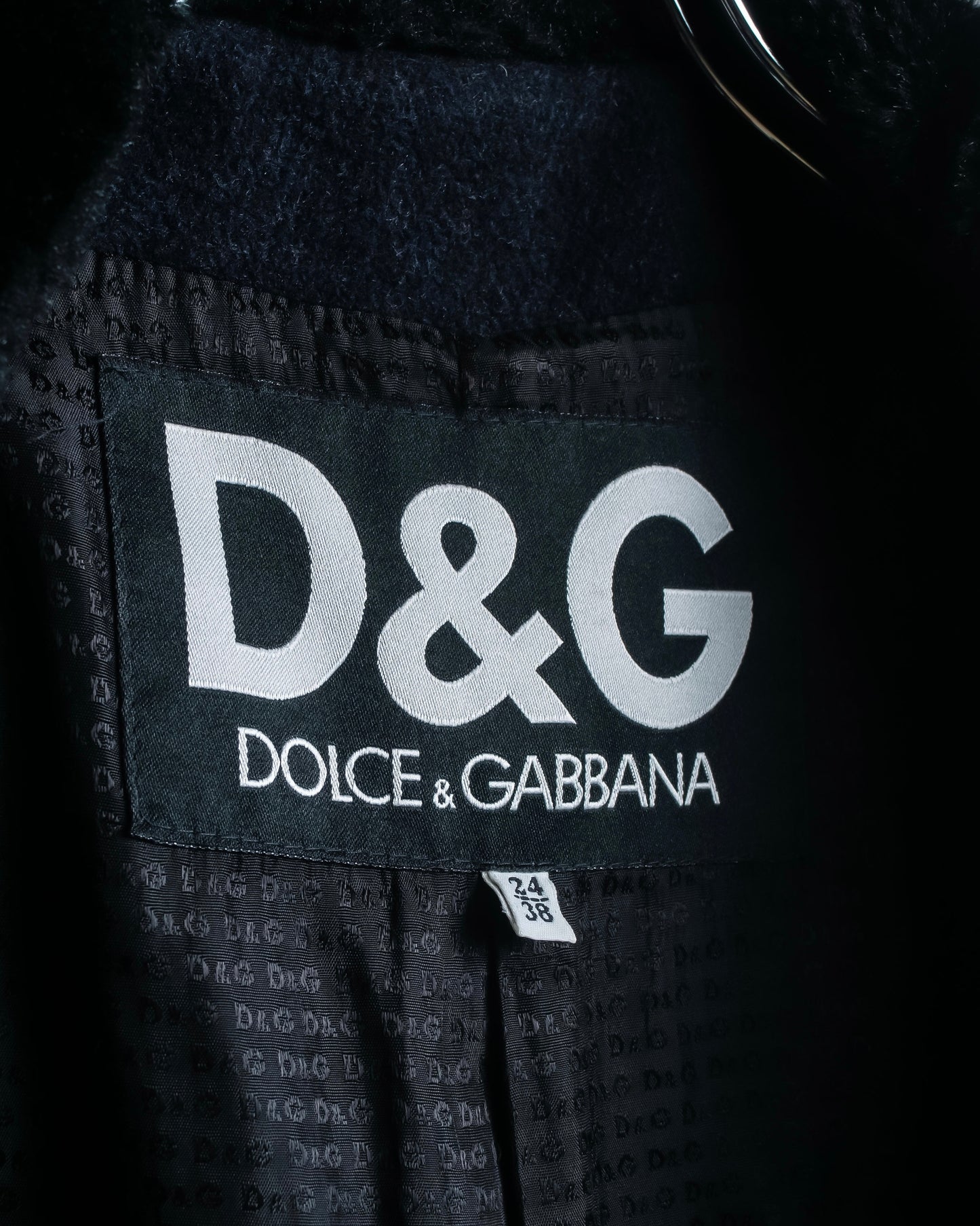 "Dolce & Gabbana" Large lapel fur shawl collar double-breasted coat