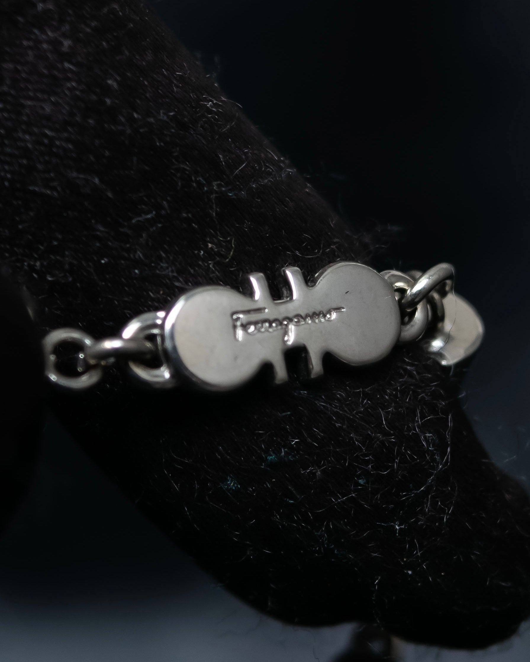 "Salvatore Ferragamo" silver gangini logo chain bracelet