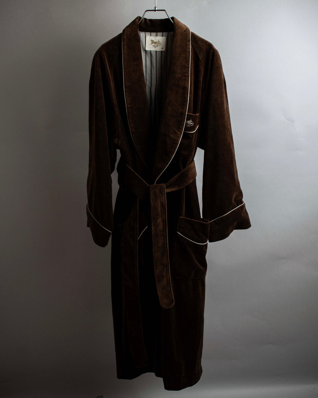 "CELINE" Piping design velour long gown coat