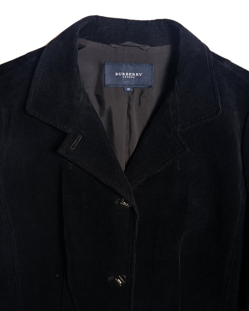 BURBERRY/ Slim Fit Single Breasted Corduroy Set Up Black
