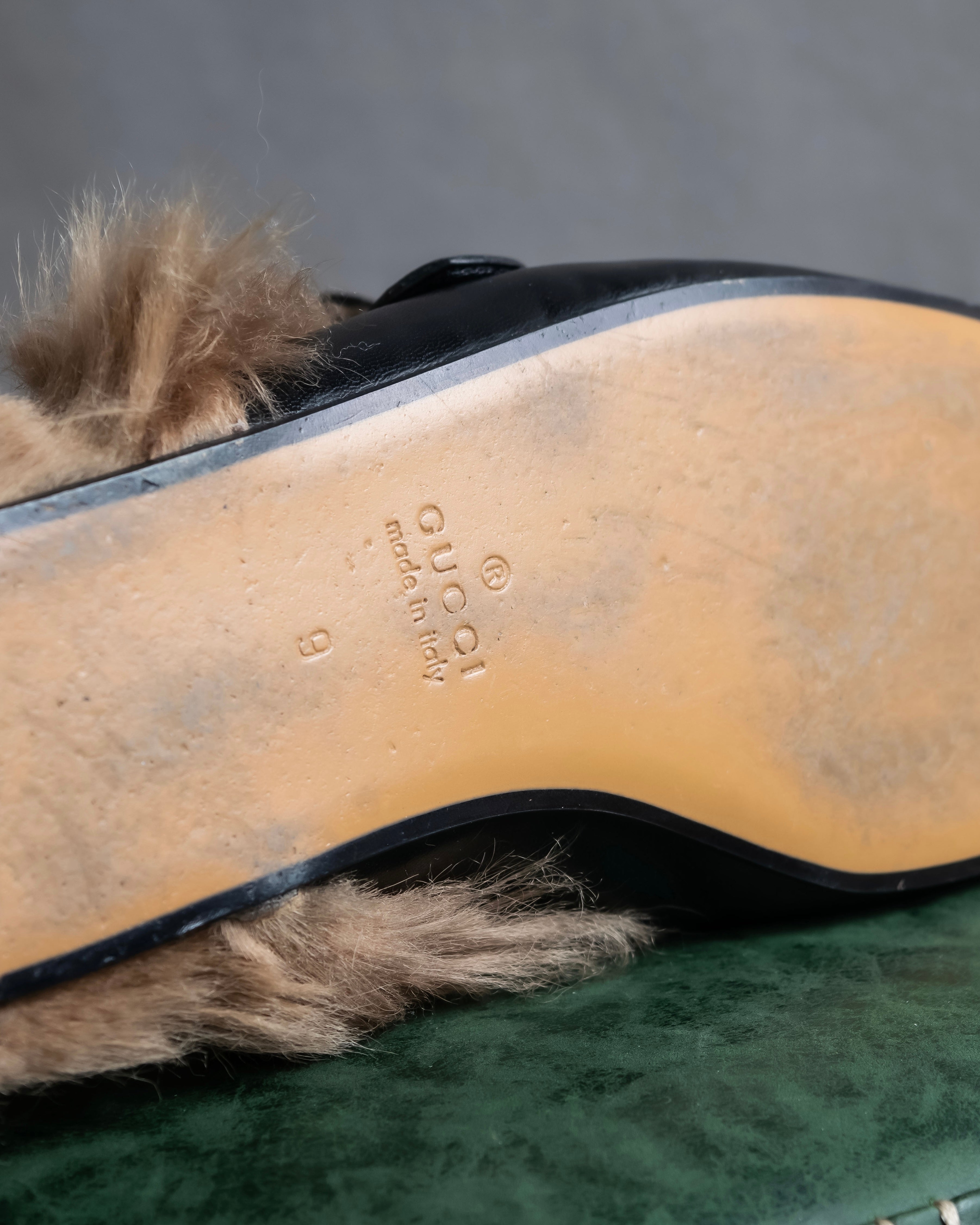 "GUCCI" GG logo design princetown loafers