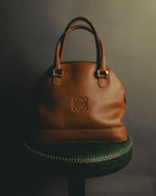 "LOEWE" 80s–00's logo embossed leather handbag