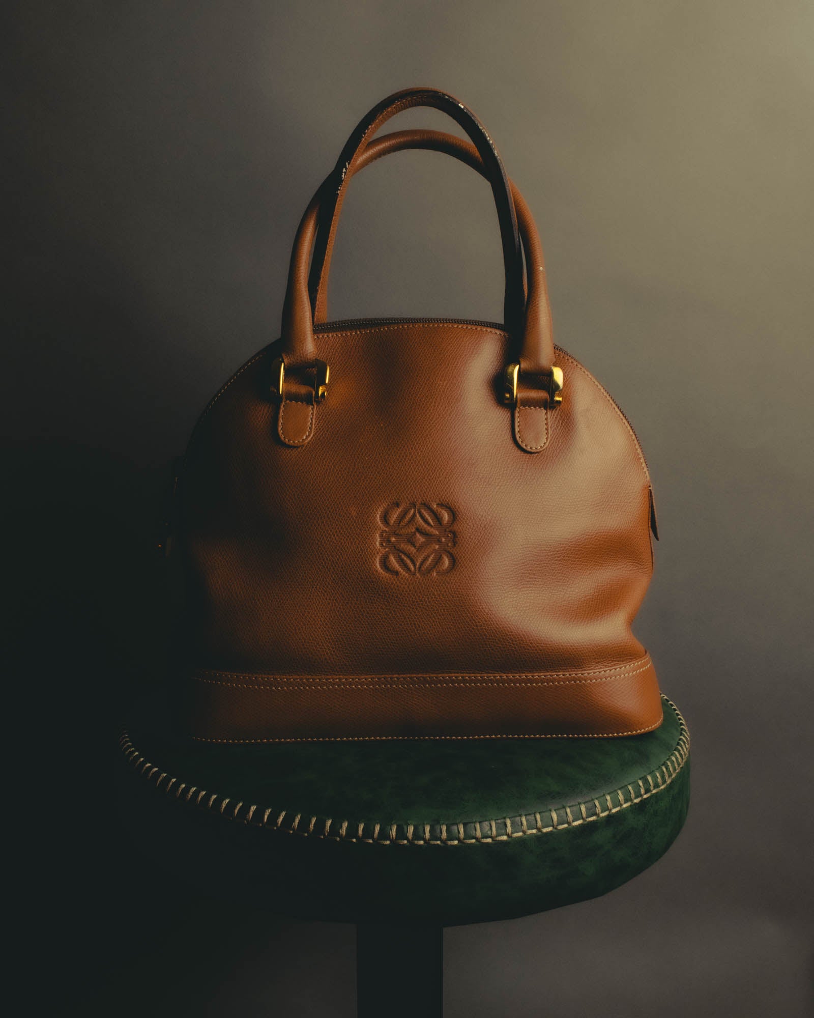 "LOEWE" 80s–00's logo embossed leather handbag