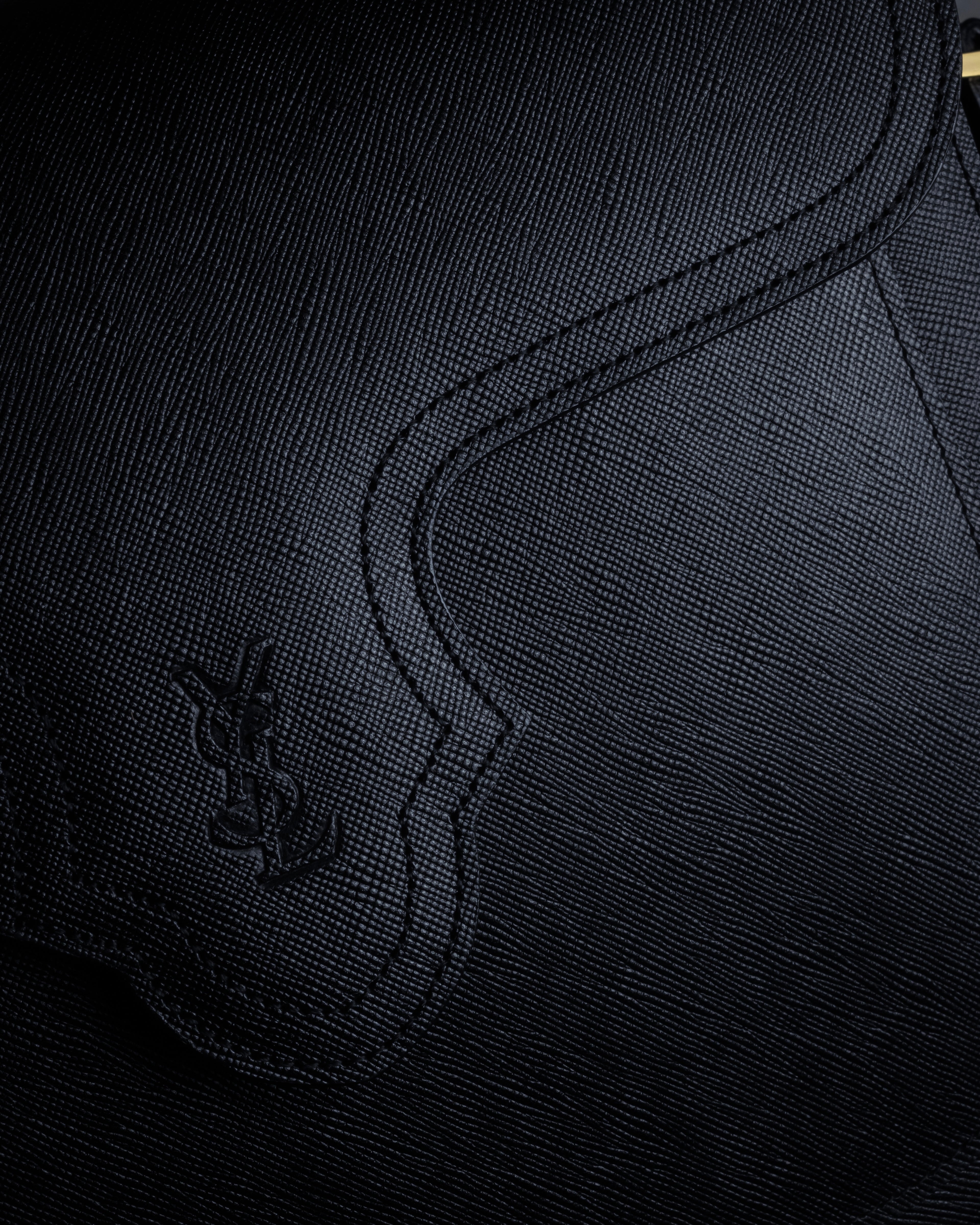 "YVES SAINT LAURENT" Cassandra logo engraved flap design leather bag