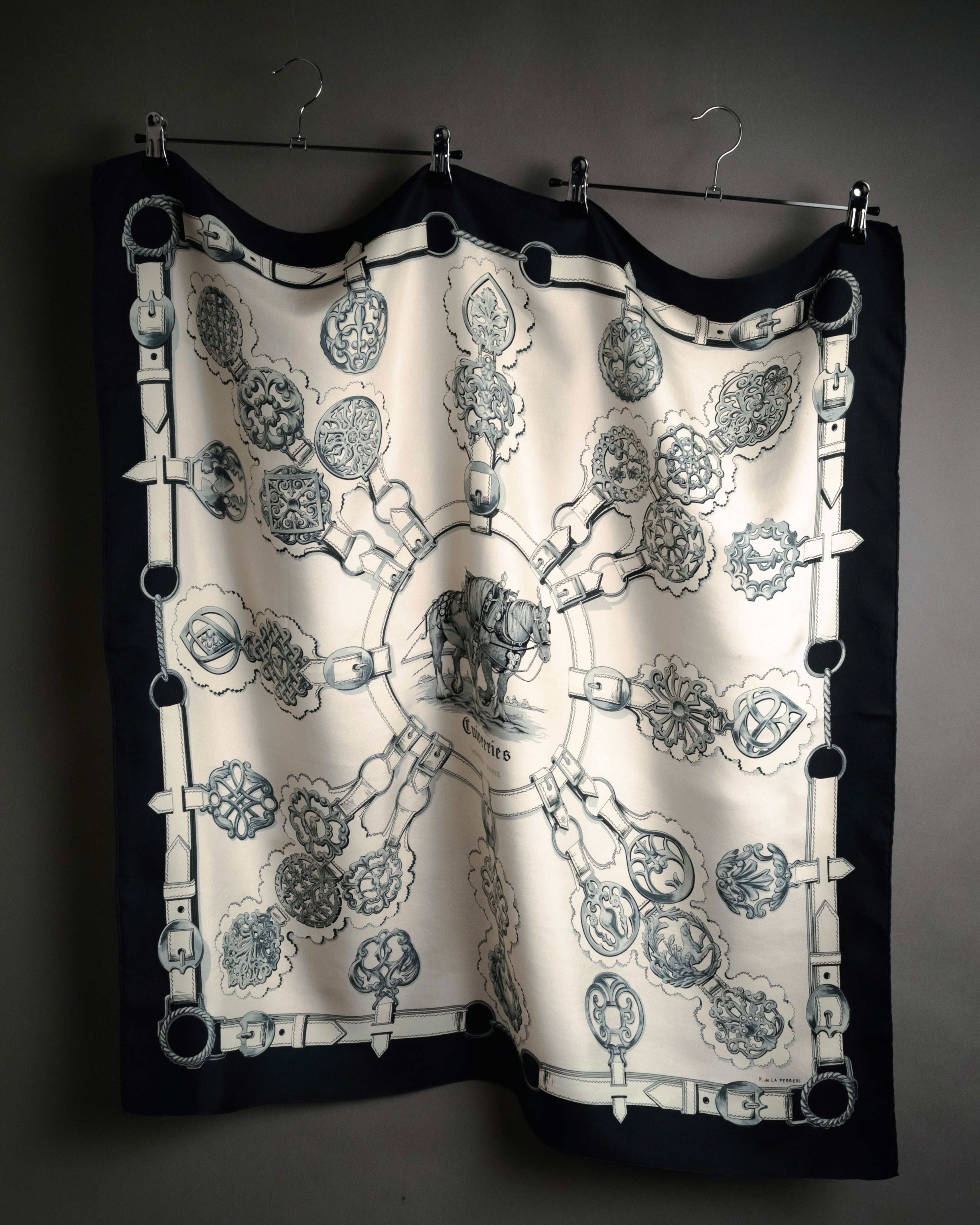 “HERMES” 60’s Cuivreries silk carré scarf