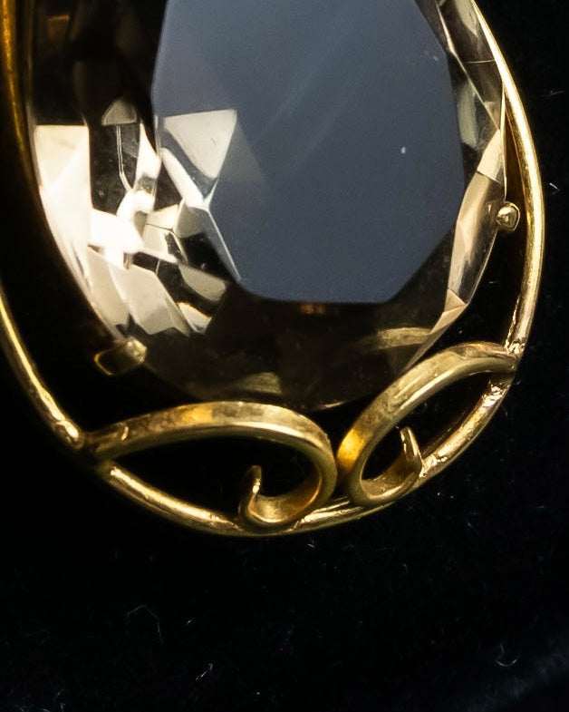 "VALENTINO" Smoky quartz teardrop design necklace