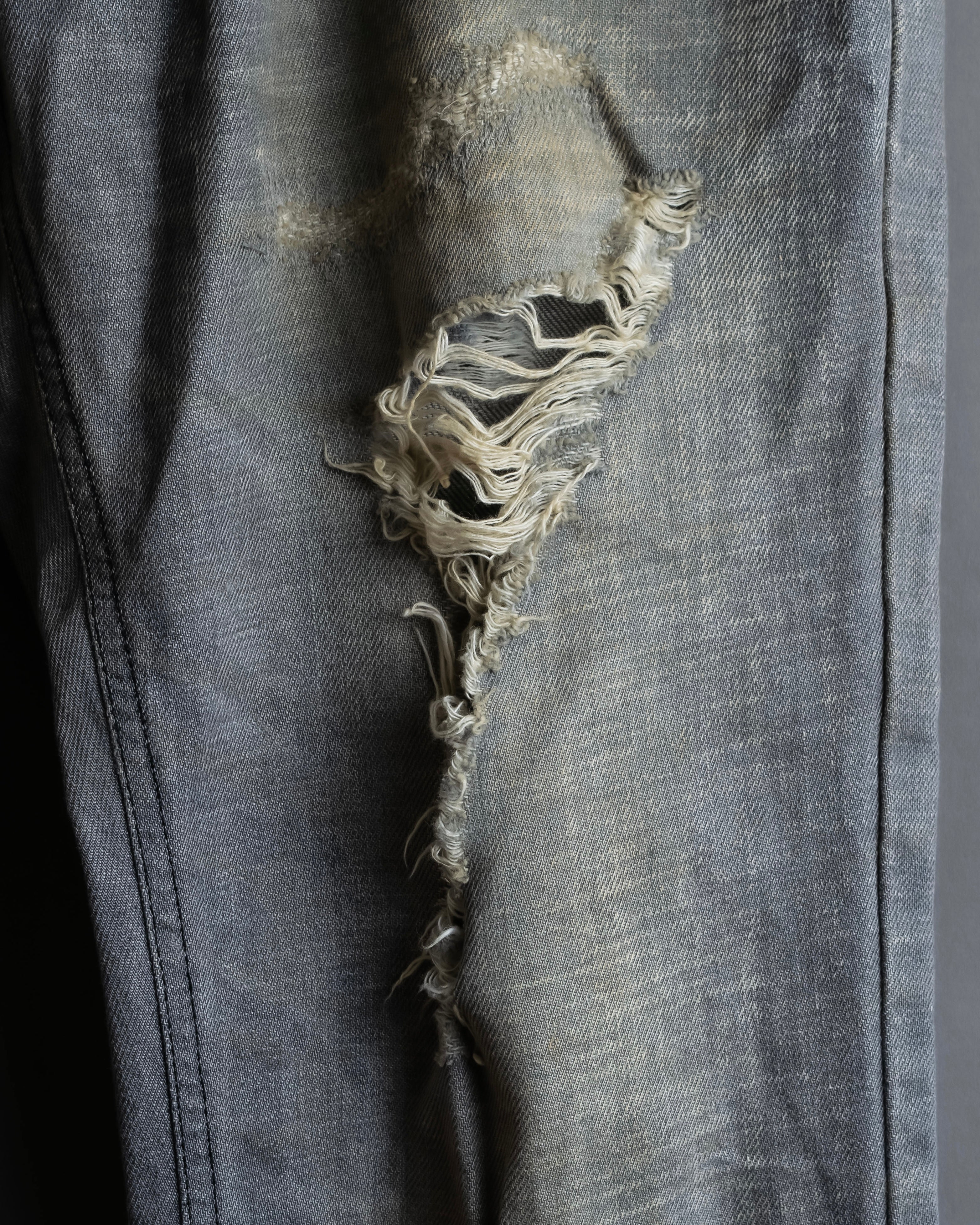 "Dolce &amp; Gabbana"Faded design gray denim pants