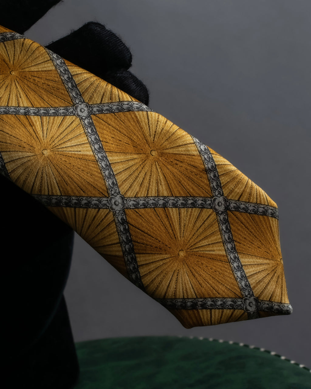 "GIANFRANCO FERRE" Ornamental yellow silk necktie