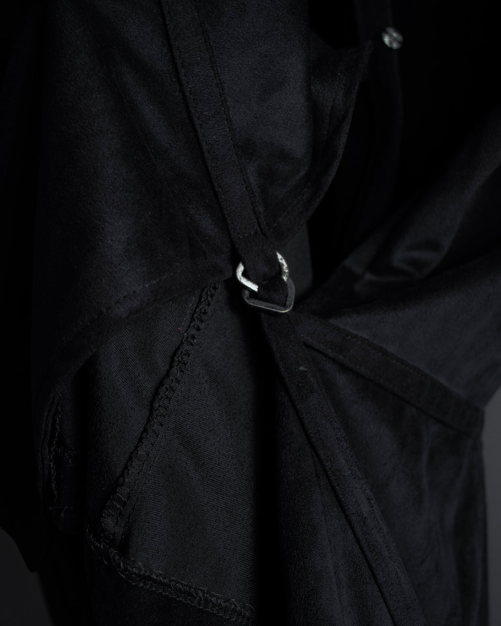 "PRADA" Wrap flap design micro suede jacket