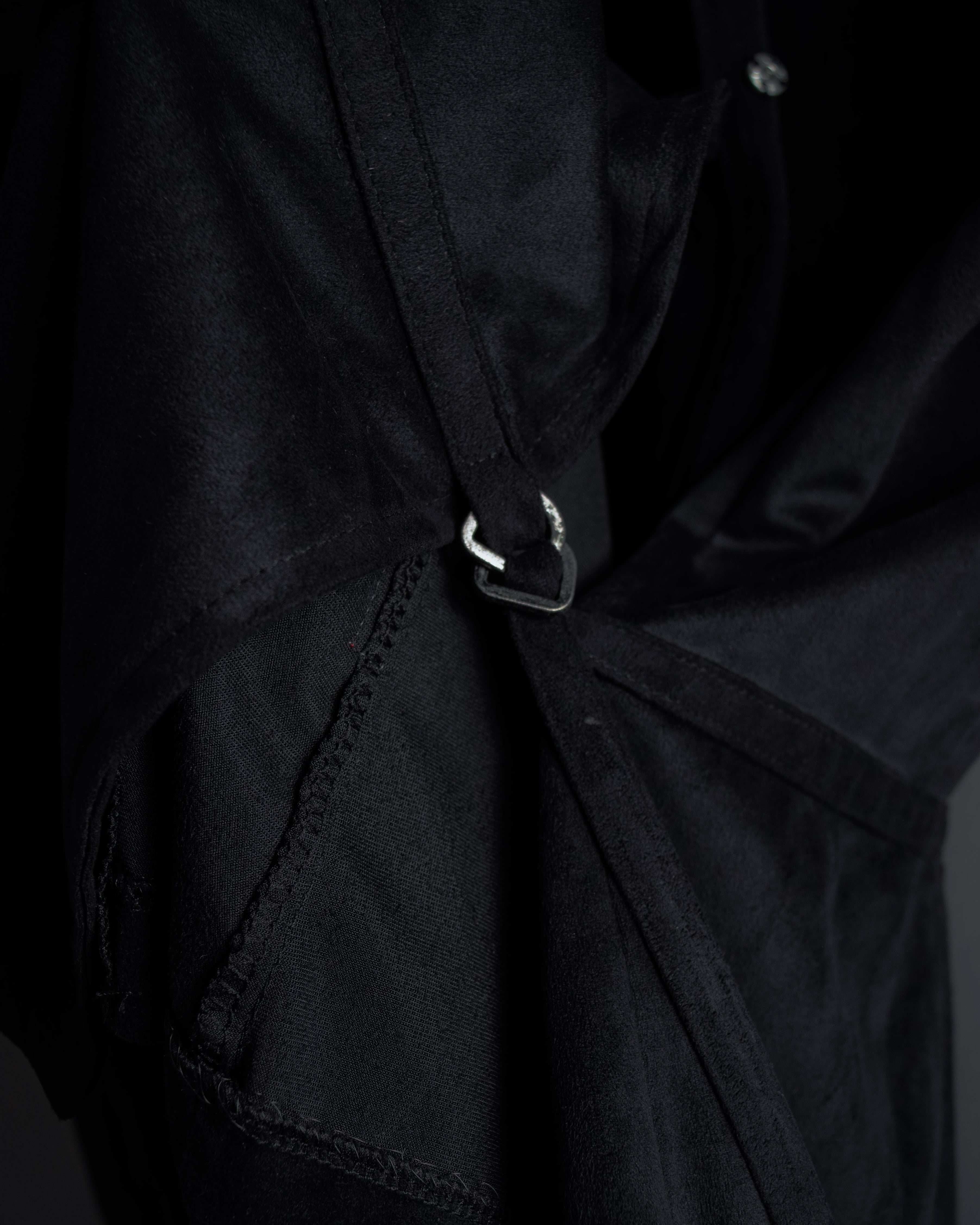 "PRADA" Wrap flap design micro suede jacket