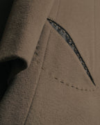 -SPECIAL- "FENDI" 90's-00's Cashmere blend long coat with leather contrast