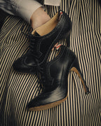 -SPECIAL- “Thom Browne” 2010’s- pebbled leather wingtip lace-up heels