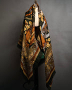 “LOEWE” 90’s–00’s Equestrian motif wool silk fringe scarf