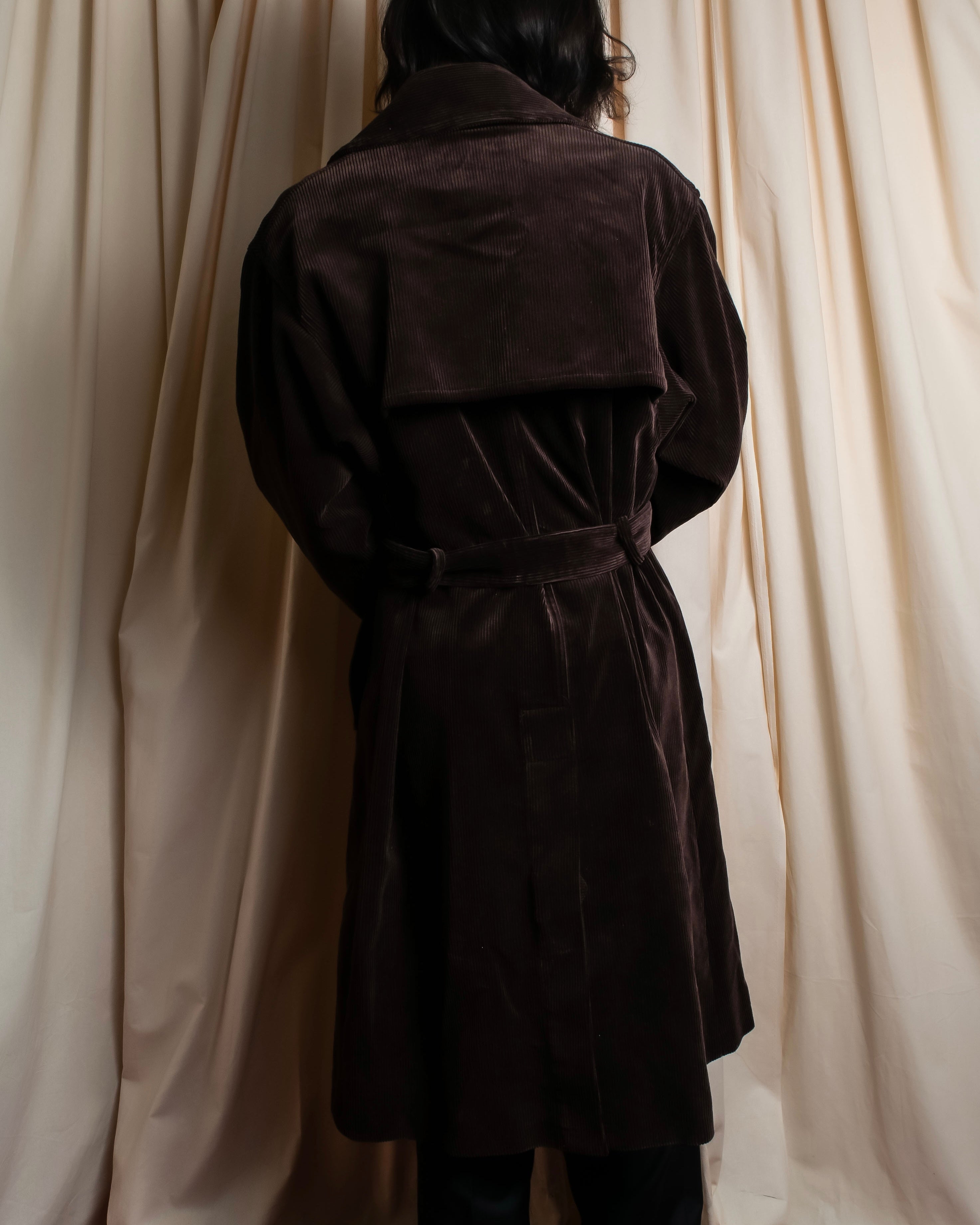 "Barbour" Wide ribbed corduroy maxi-length trench coat