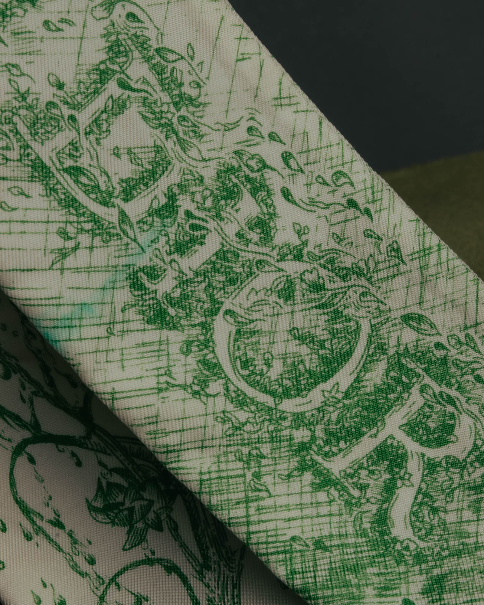 "DIOR" Green printed silk mitzah scarf