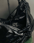 "Salvatore Ferragamo" 00's Vintage crushed patent leather braided handle hobo bag