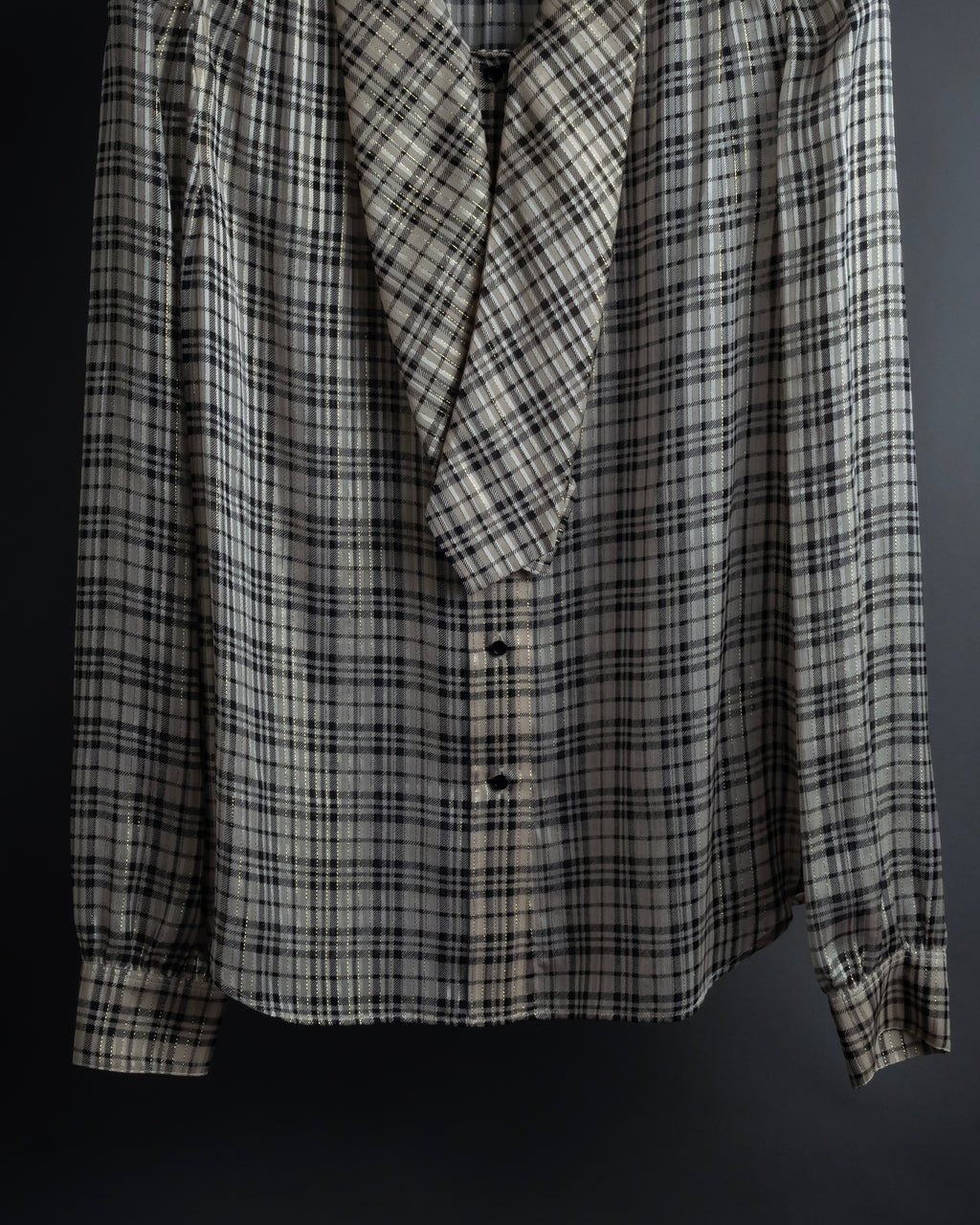 "Saint Laurent" Lame check pattern bow tie shirt