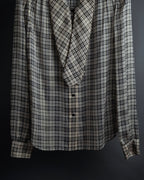 "Saint Laurent" Lame check pattern bow tie shirt