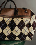 -SPECIAL- "Felisi" Argyle leather trim 2way boston bag