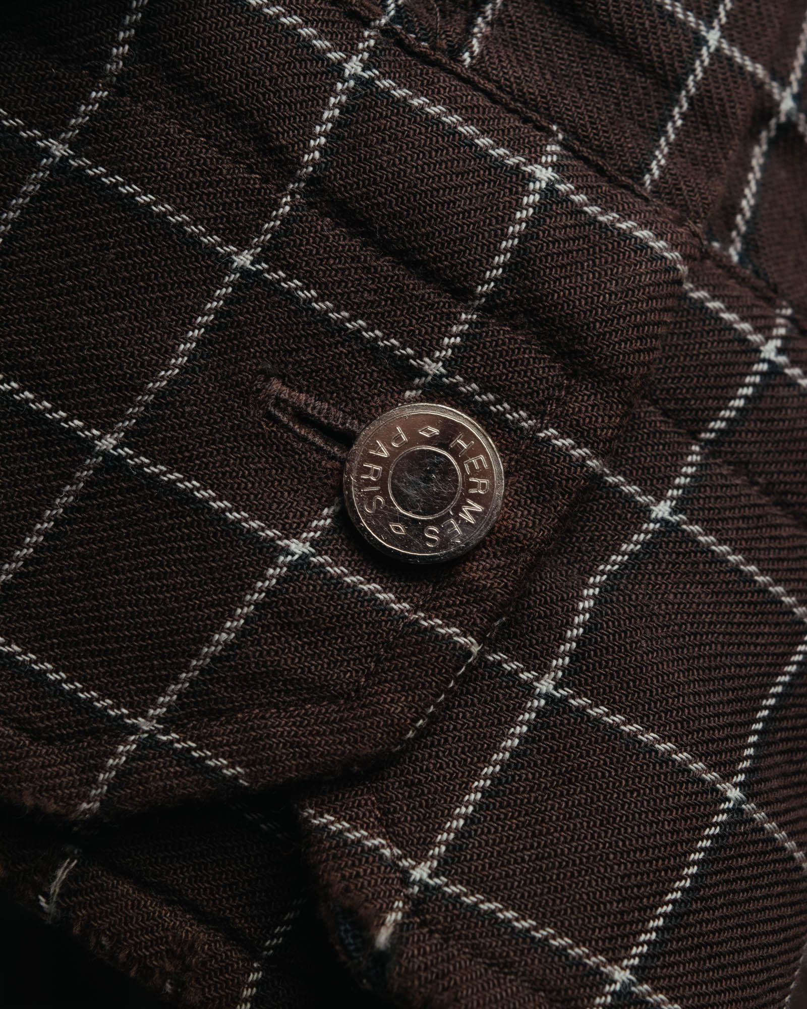 -SPECIAL- “HERMES” 90’s-00’s Windowpane checked sellier button shirt