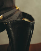 “BALENCIAGA” 80’s-early 90’s double BB leather chain shoulder bag