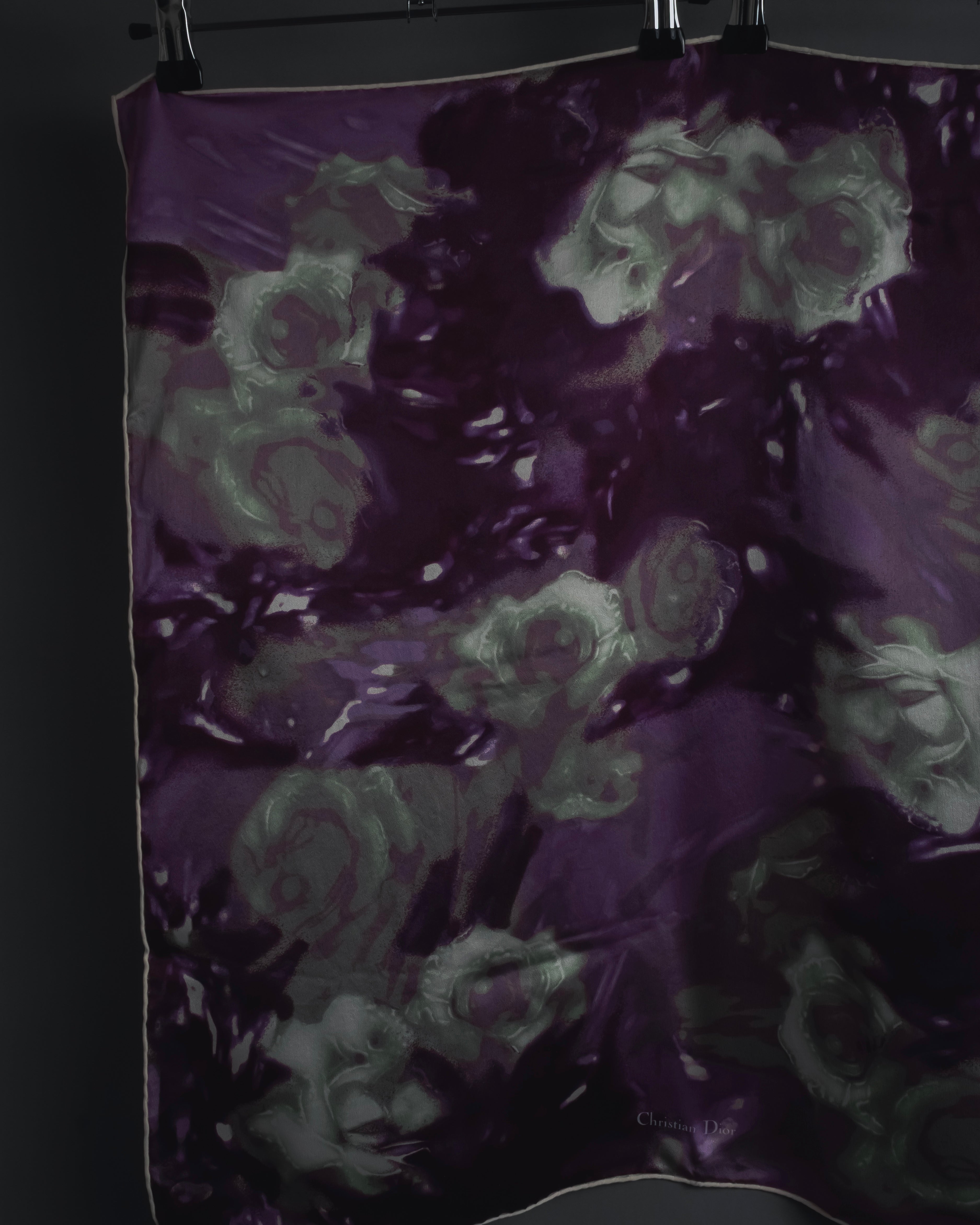 "Christian Dior" Abstract floral marbled print scarf