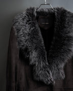 "NORTH BEACH" Smoky lamb fur design suede leather coat