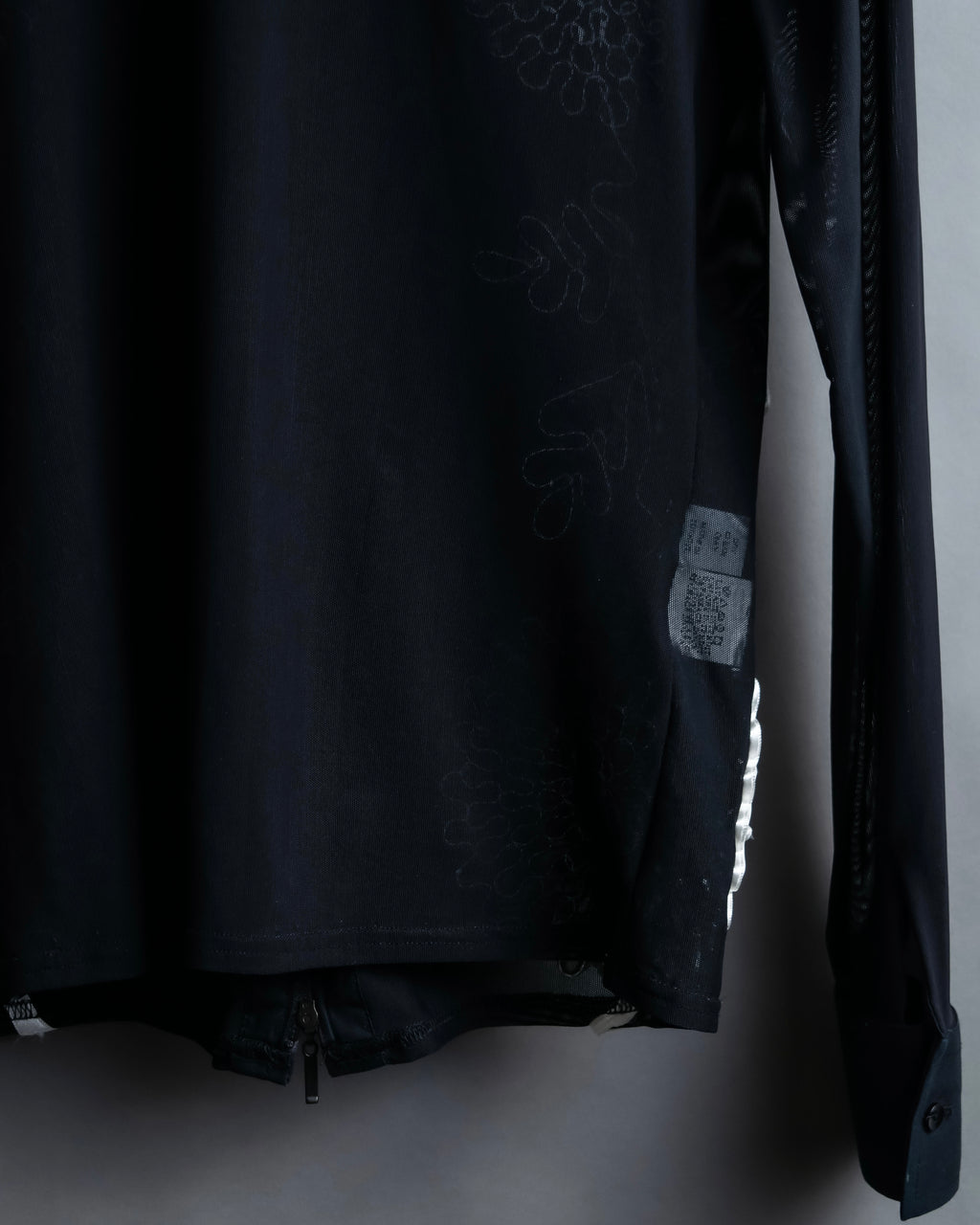 Vintage double zip ribbon flower design sheer jacket