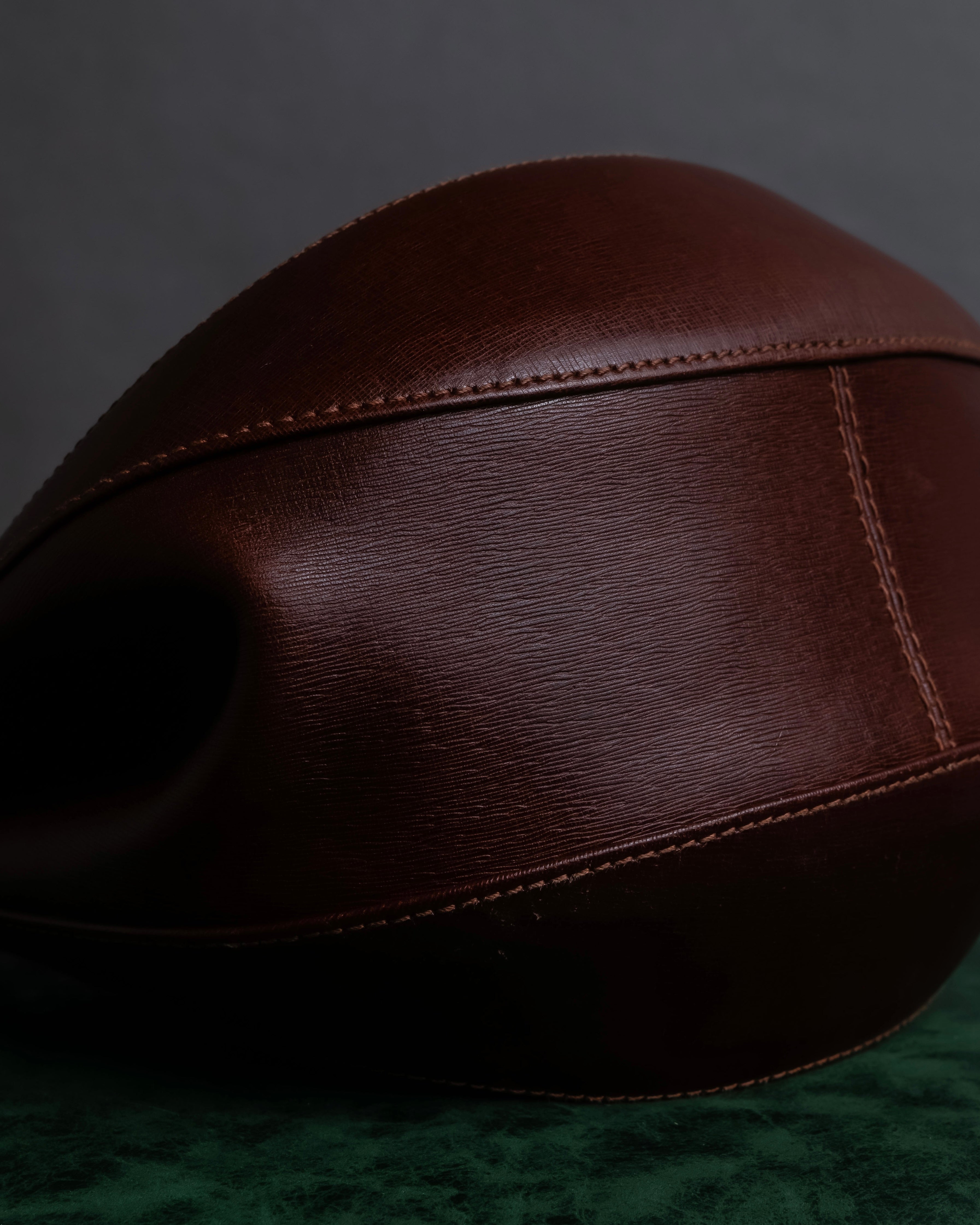 "Salvatore Ferragamo" Half-moon shaped Bordeaux color leather shoulder bag