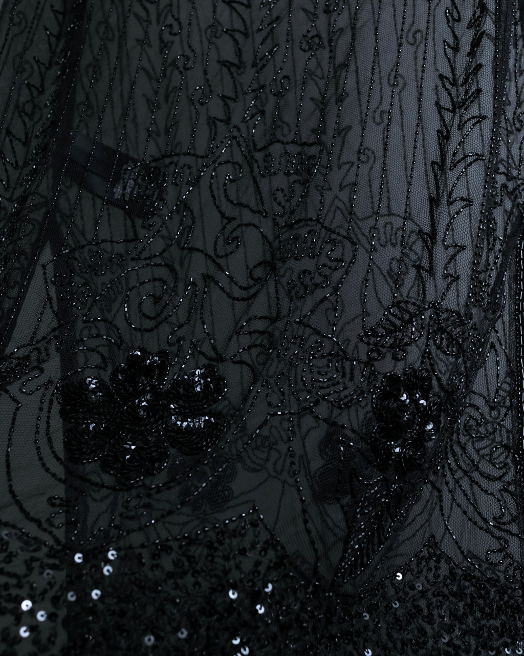 "RRL Ralph Lauren" Sequined beaded plant motif tulle sleeveless dress