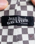 "JEAN PAUL GAULTIER" Check pattern anagram logo engraved square tie