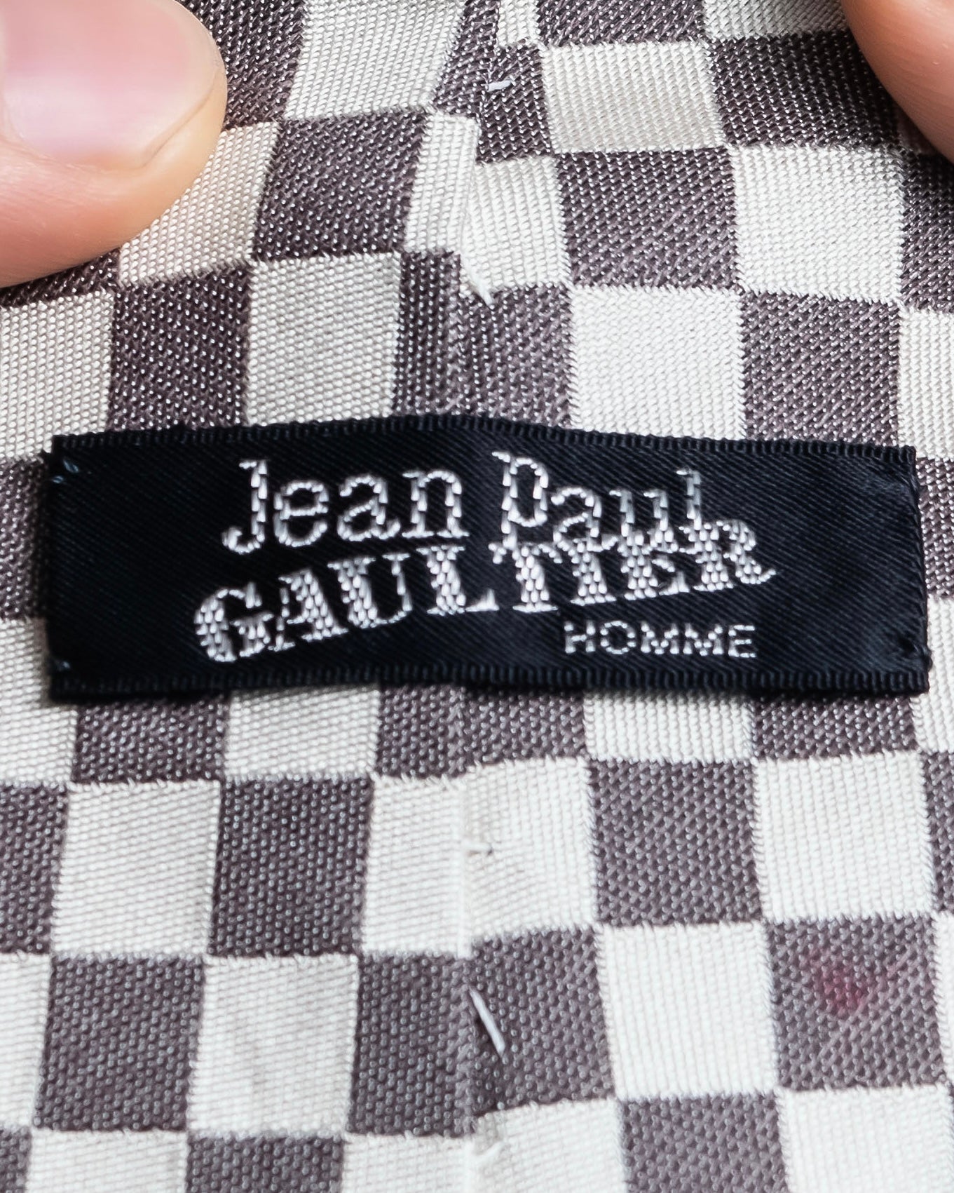 "JEAN PAUL GAULTIER" Check pattern anagram logo engraved square tie