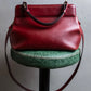 "BVLGARI" Marble motif burgundy color leather shoulder bag