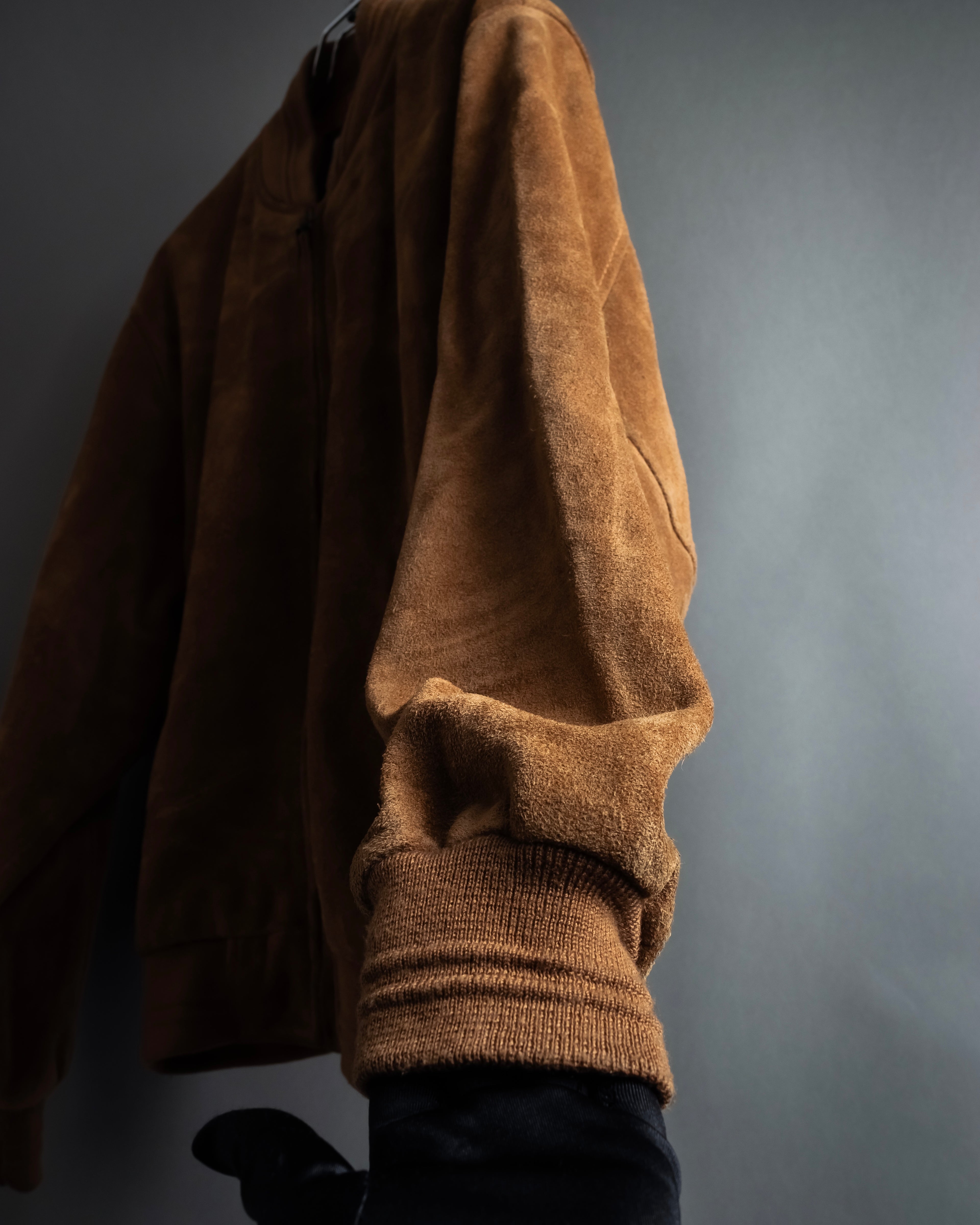 "SEAHOP" Ribbed design suede leather blouson