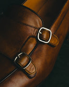 “Berwick 1707” 2010’s Patina aniline leather double monk shoes