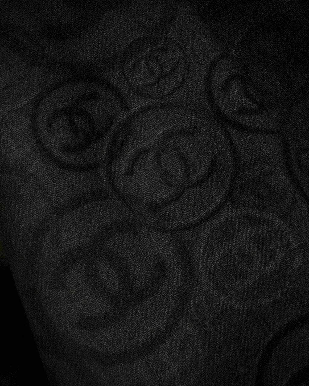 "CHANEL" Logo engraved design cashmere super large stole