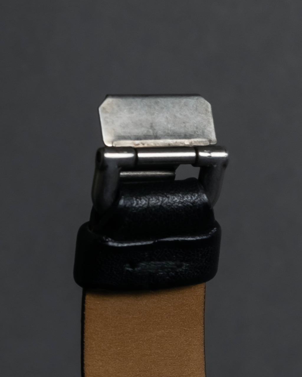 "PRADA" Logo engraved metal plate design leather bracelet