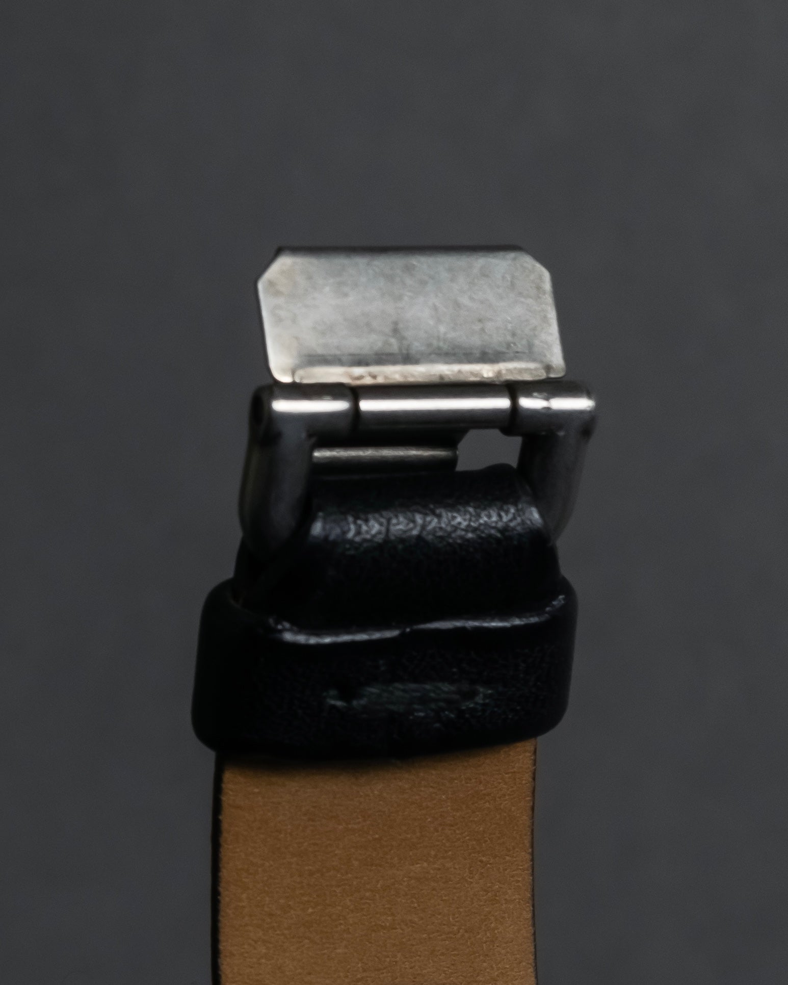 "PRADA" Logo engraved metal plate design leather bracelet